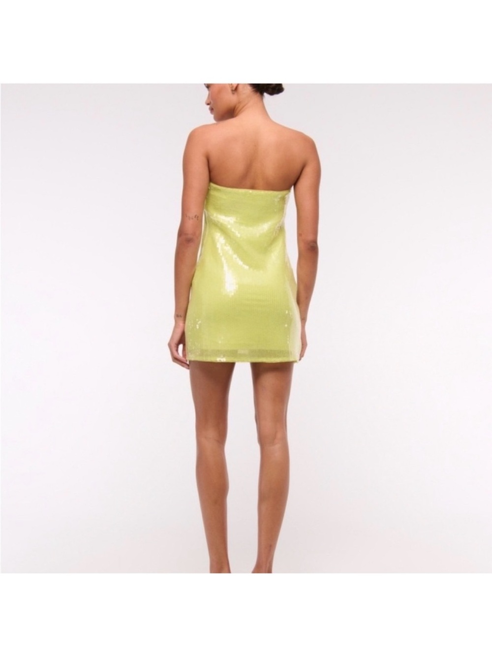 NWT Abercrombie lime green / chartreuse strapless sequin mini dress - Picture 5 of 5